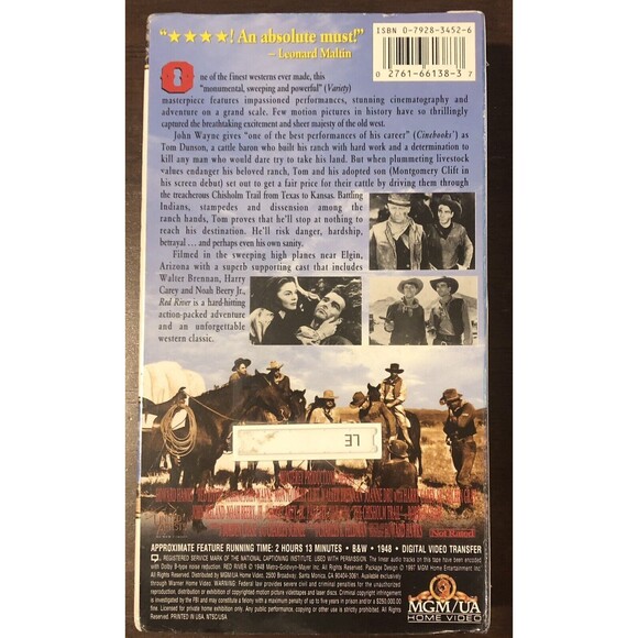 Red River (VHS, 1997, Western Legends) Montgomery Clift John Wayne Watermarks - Picture 2 of 4